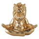 Yoga Lion Sculpture in Meditating Pose | Distressed Gold Resin | 7"