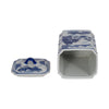 Square Jar with Lid | Blue White Asian L&scape Chinoiserie Ceramic 9"
