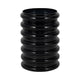 Thad Scalloped Cylinder Vase | Ribbed Texture | Glossy Black Glass 9"