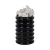 Thad Scalloped Cylinder Vase | Ribbed Texture | Glossy Black Glass 9"