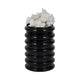 Thad Scalloped Cylinder Vase | Ribbed Texture | Glossy Black Glass 9"