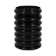 Thad Scalloped Cylinder Vase | Ribbed Texture | Glossy Black Glass 9"