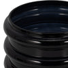 Thad Scalloped Cylinder Vase | Ribbed Texture | Glossy Black Glass 9"