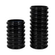 Thad Scalloped Cylinder Vase | Ribbed Texture | Glossy Black Glass 9"