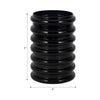 Thad Scalloped Cylinder Vase | Ribbed Texture | Glossy Black Glass 9"
