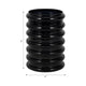 Thad Scalloped Cylinder Vase | Ribbed Texture | Glossy Black Glass 9"