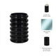 Thad Scalloped Cylinder Vase | Ribbed Texture | Glossy Black Glass 9"