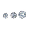 3 Piece Sphere Accent Decor | Blue & White Fern Chinoiserie Ceramic