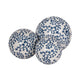 3 Piece Sphere Accent Decor | Blue & White Fern Chinoiserie Ceramic