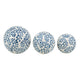 3 Piece Sphere Accent Decor | Blue & White Fern Chinoiserie Ceramic