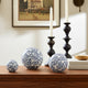 3 Piece Sphere Accent Decor | Blue & White Fern Chinoiserie Ceramic