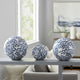 3 Piece Sphere Accent Decor | Blue & White Fern Chinoiserie Ceramic