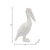 14" Standing Pelican Figurine | Coral-Reef Texture | White Ceramic