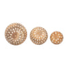 Decorative 3pc Wood Ball Set | Natural Brown Dotted Accent Mango Wood