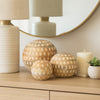 Decorative 3pc Wood Ball Set | Natural Brown Dotted Accent Mango Wood