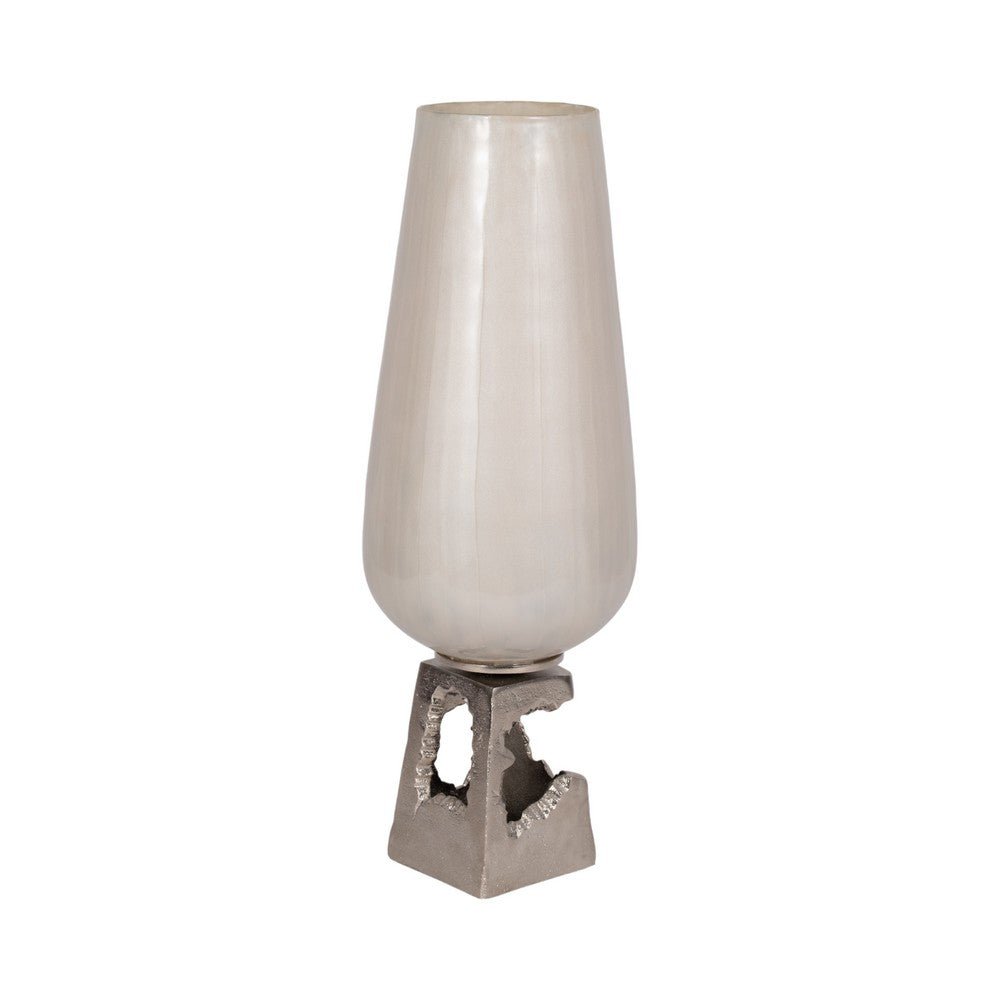 Esau Small Decorative Vase | 19" Tapered Glass Body | Pearl White
