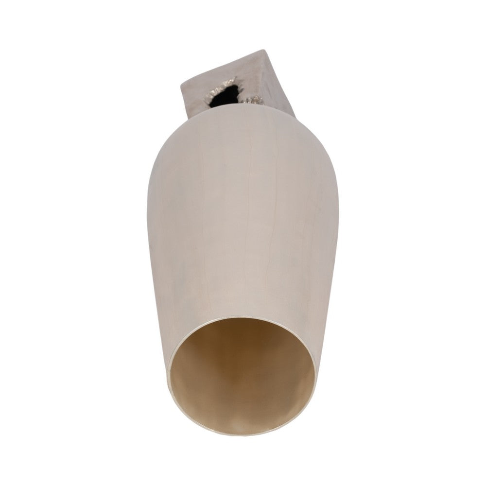 Esau Small Decorative Vase | 19" Tapered Glass Body | Pearl White