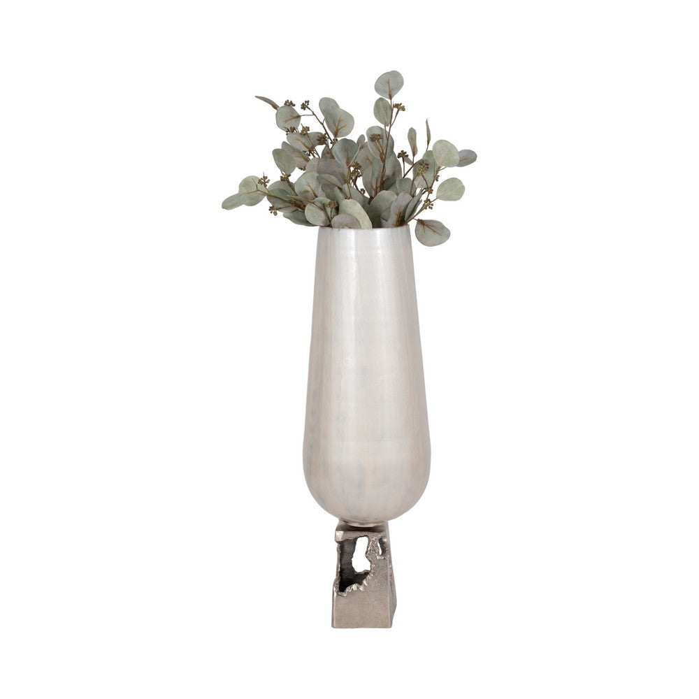 Esau Tall Decorative Vase | 26" Tapered Glass Body | Pearl White