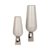 Esau Tall Decorative Vase | 26" Tapered Glass Body | Pearl White