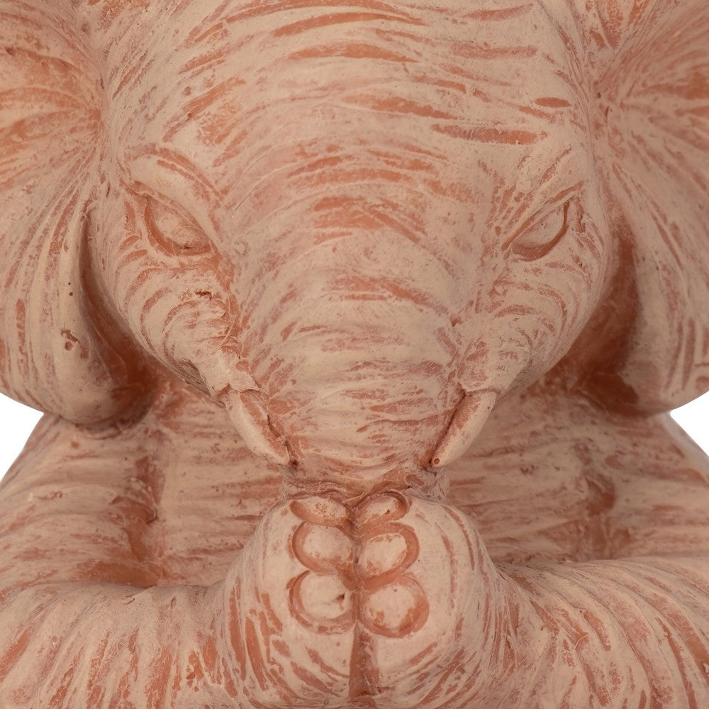 Tabletop Decor | Yoga Elephant Set of 3 | Stonelike Brown Polyresin 6 5"