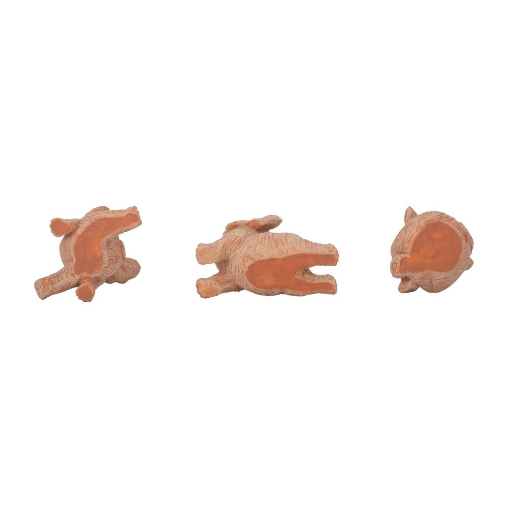 Tabletop Decor | Yoga Elephant Set of 3 | Stonelike Brown Polyresin 6 5"
