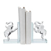 Decorative Accent Elephant Bookend Set of 2 | Frosted Clear Crystal