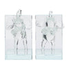 Decorative Accent Elephant Bookend Set of 2 | Frosted Clear Crystal