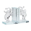 Decorative Accent Elephant Bookend Set of 2 | Frosted Clear Crystal