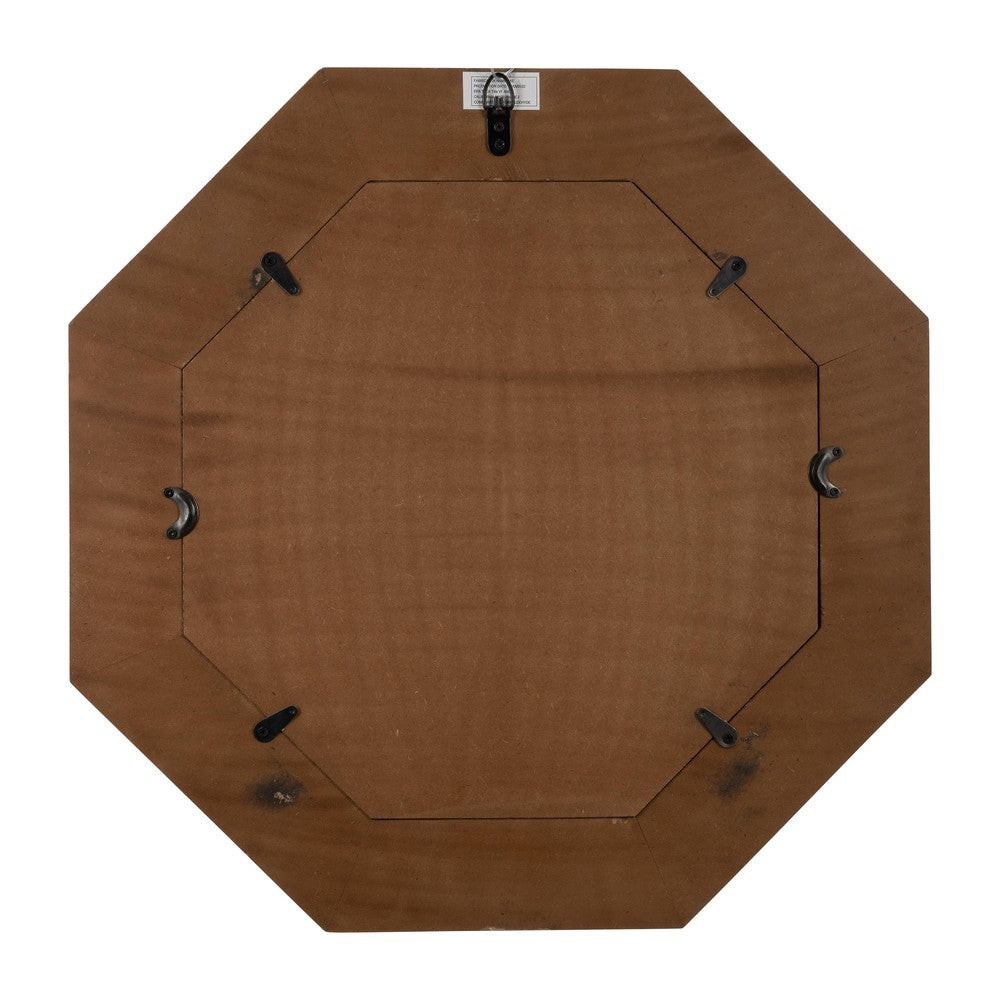 24x24 Resin Octagon Beauty Mirror | Black & White Lined Border | Modern