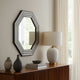 24x24 Resin Octagon Beauty Mirror | Black & White Lined Border | Modern