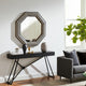 24x24 Resin Octagon Beauty Mirror | Black & White Lined Border | Modern