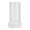 11" Candle Holder w Glass Hurricane Style | White Marble Base