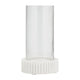 11" Candle Holder w Glass Hurricane Style | White Marble Base