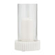 11" Candle Holder w Glass Hurricane Style | White Marble Base