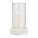 11" Candle Holder w Glass Hurricane Style | White Marble Base