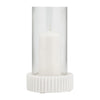 11" Candle Holder w Glass Hurricane Style | White Marble Base