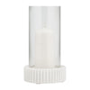 11" Candle Holder w Glass Hurricane Style | White Marble Base