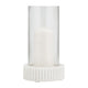 11" Candle Holder w Glass Hurricane Style | White Marble Base