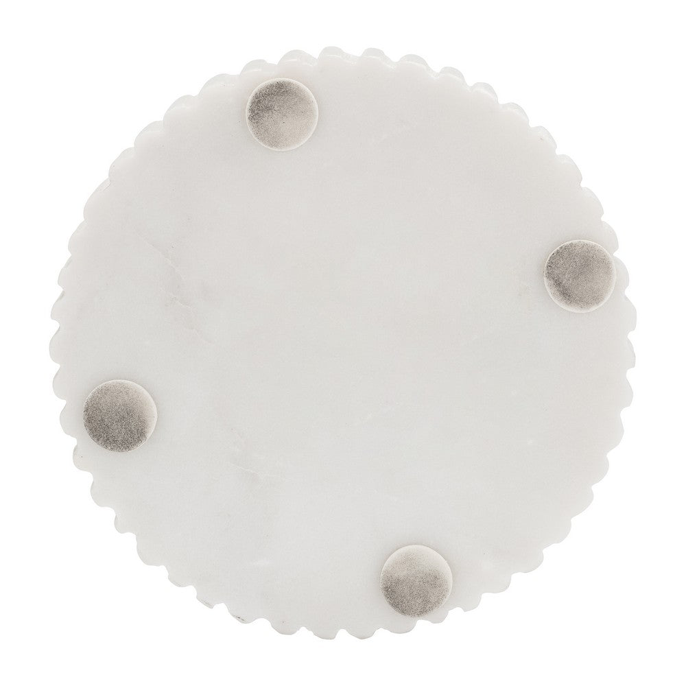 11" Candle Holder w Glass Hurricane Style | White Marble Base