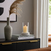 11" Candle Holder w Glass Hurricane Style | White Marble Base