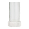 11" Candle Holder w Glass Hurricane Style | White Marble Base