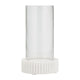 11" Candle Holder w Glass Hurricane Style | White Marble Base