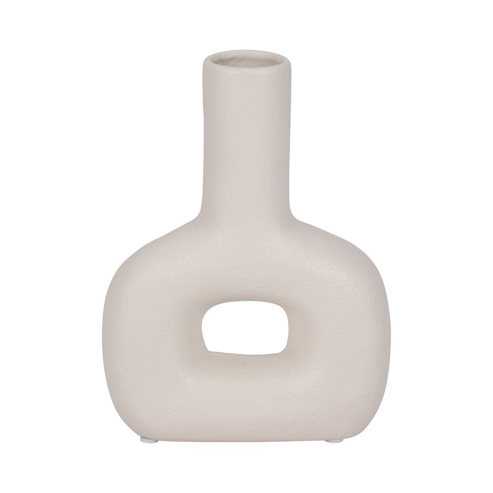 Saul Decorative Abstract Vase | Open Cut-Out Design | Ivory Dolomite 8"