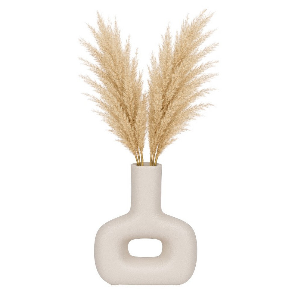 Saul Decorative Abstract Vase | Open Cut-Out Design | Ivory Dolomite 8"