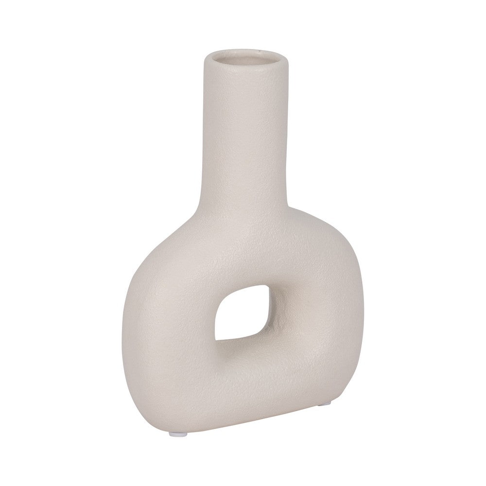 Saul Decorative Abstract Vase | Open Cut-Out Design | Ivory Dolomite 8"