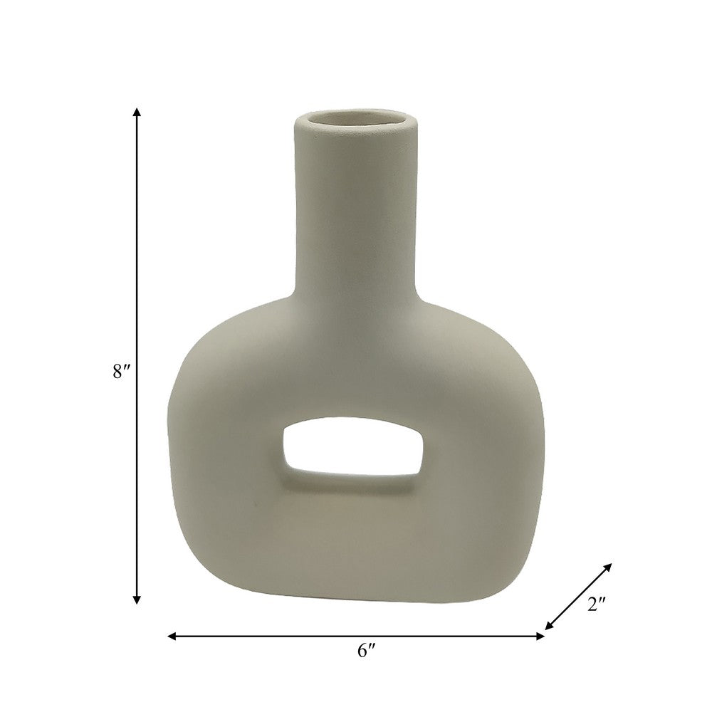 Saul Decorative Abstract Vase | Open Cut-Out Design | Ivory Dolomite 8"