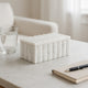 Poppy Decorative Storage Box with Lid | Natural White Ridged Marble 7"