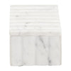 Poppy Decorative Storage Box with Lid | Natural White Ridged Marble 7"