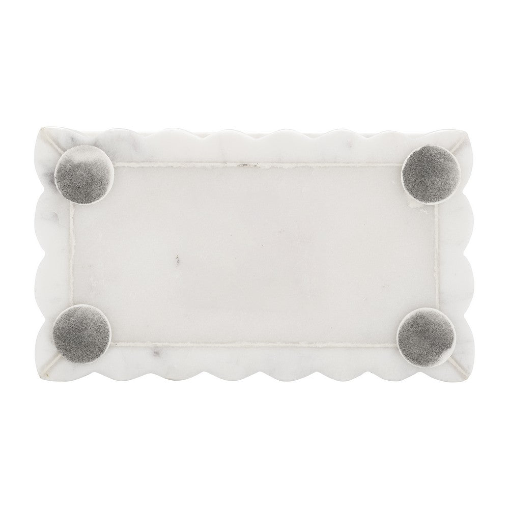 Poppy Decorative Storage Box with Lid | Natural White Ridged Marble 7"
