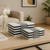 Contemporary Wood Storage Box Set of 2 | White & Black Stripes